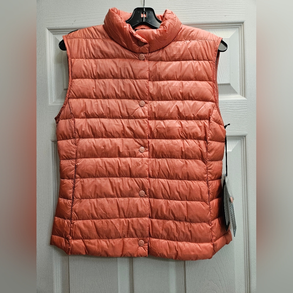 (C) Studio Club Stylish Orange Puffer Vest